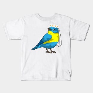 Bird as Bride with Wreath of flowers Kids T-Shirt